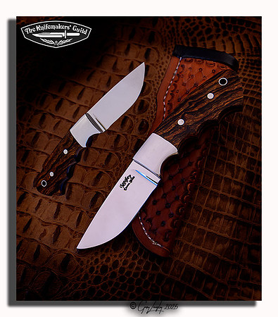 4 finger Drop point hunter, RWL34 with Desert ironwood