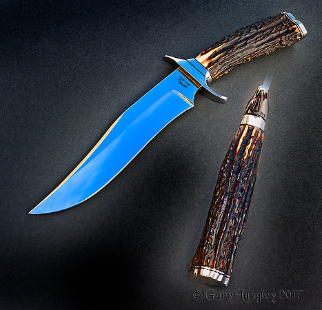 8 1/2" Bowie with Amber stag 13 1/2" oal