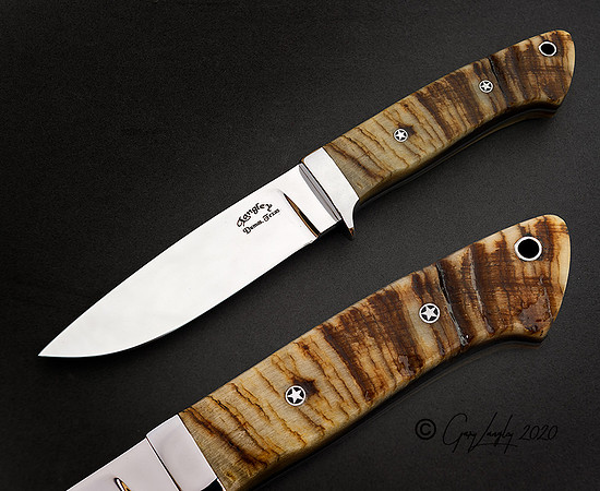 cpm154 4 1/2" blade, 9"oal with Bighorn Sheep handle, Taper Tang and 416 stainless guard,