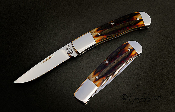Slip Joint Folder with Amber stag and CPM154 steel
