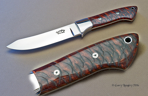4 3/4" cpm154 blade with stabilized spruce cone